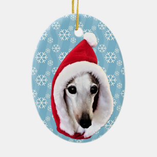 Italiaanse Greyhound Santa Keramisch Ornament