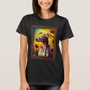 Italiaanse Greyhound Schilderij Zonnebloem Bloem M T-shirt