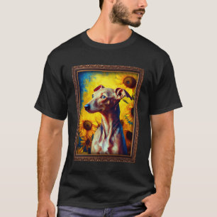Italiaanse Greyhound Schilderij Zonnebloem Bloem M T-shirt