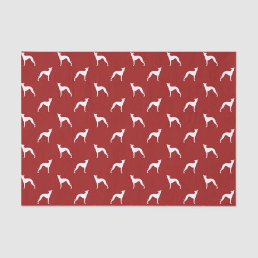 Italiaanse Greyhound Silhouettes Pattern Red Holid Tissuepapier (Voorkant)