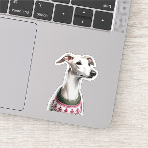 Italiaanse Greyhound Waterverf Kersttrui Sticker