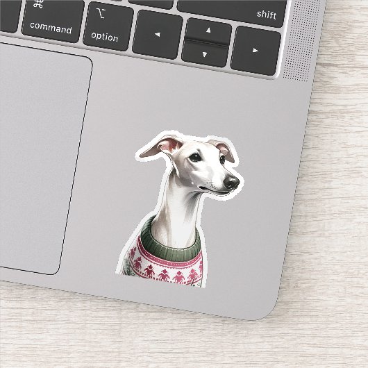 Italiaanse Greyhound Waterverf Kersttrui Sticker (Detail)