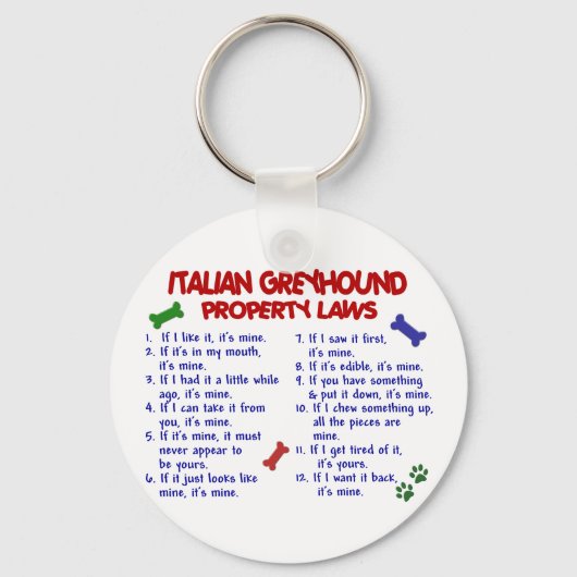 ITALIAANSE GREYHOUND-WETGEVINGEN SLEUTELHANGER (Voorkant)