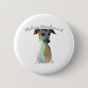 Italiaanse Greyhoundmam 2 Ronde Button 5,7 Cm