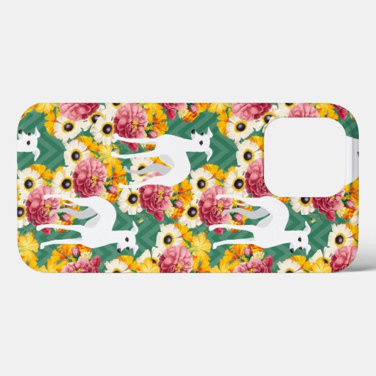 Italiaanse greyhounds of hippets met bloemen Case-Mate iPhone case (Achterkant (horizontaal))