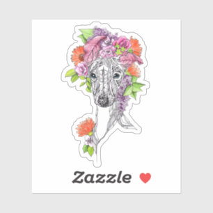 Italiaanse griezelhond portret bloemen kunst sticker