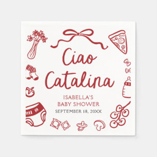 Italiaanse handgetekende pizza Ciao Catalina Baby  Servet