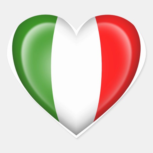 Italiaanse Hart Vlag op Wit Sticker (Voorkant)