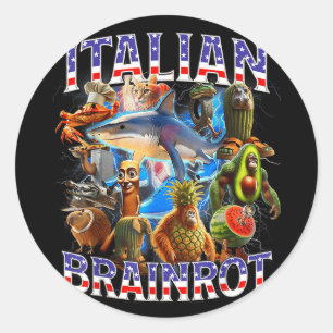 Italiaanse hersenrot grote meme 4 juli vlag voet ronde sticker