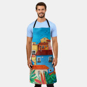 Italiaanse huizen. Gouache Schort (Gedragen)