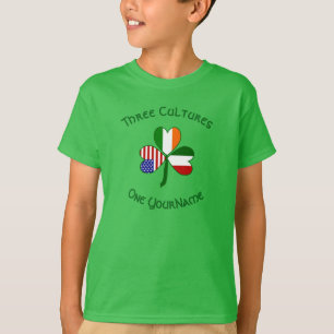 Italiaanse Ierse Amerikaanse Vlaggen Klaver Persoo T-shirt