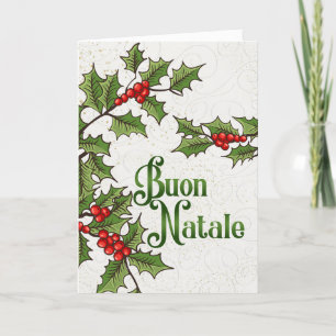Italiaanse kerst Buon Natale Holly Berries Feestdagen Kaart