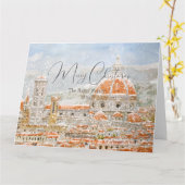 Italiaanse kerstkaart Florence Cathedral Duomo Kaart (Gele Bloem)