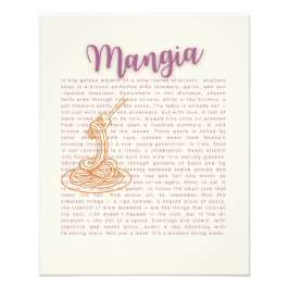 Italiaanse keuken muur kunst | "Mangia" Food Quote Foto Afdruk