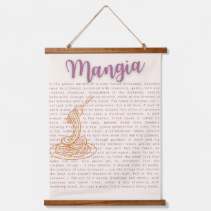 Italiaanse keuken muur kunst   "Mangia" Voedsel Qu Hangend Wandkleed