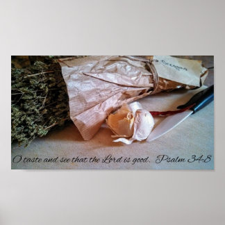 Italiaanse Keukenposter met Bijbelvers Psalm 34:8 Poster