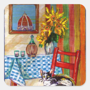 ITALIAANSE KITCHEN IN FLORENCE VIERKANTE STICKER