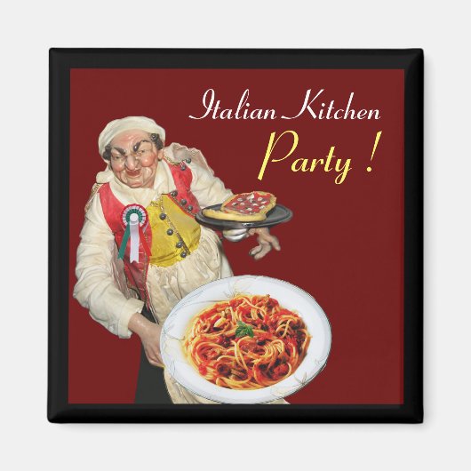 ITALIAANSE KITCHEN, rood Magneet (Voorkant)