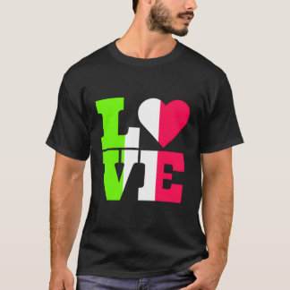 Italiaanse kleuren Vlag Hart Liefde Italië T-shirt