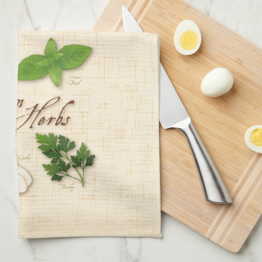 Italiaanse kruiden, Basil, Oregano, peterselie, kn Theedoek (Quarter Fold)