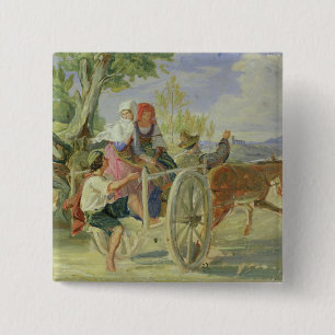 Italiaanse kunst vierkante button 5,1 cm