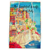 Italiaanse kust Gift Bag door kunstenaar Medium Cadeauzakje (Achterkant)