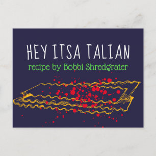 Italiaanse lasagne pasta gepersonaliseerde recepte briefkaart