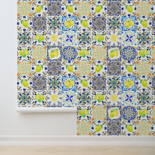 italiaanse majolica stijl citroen Tegel Behang