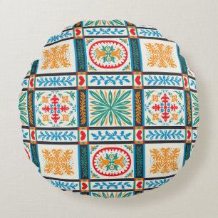 Italiaanse majolica-tegel. borduurwerk met bloemen rond kussen