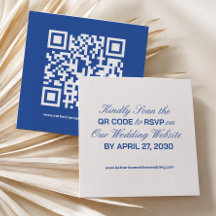 Italiaanse marineblauwe trouw-RSVP-kaart QR-code