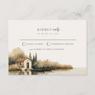 Italiaanse Meer Bruiloft Mail Terug RSVP Kaart