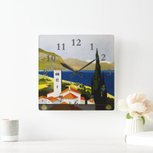 Italiaanse Meren Vintage Reizen Italië Vierkante Klok