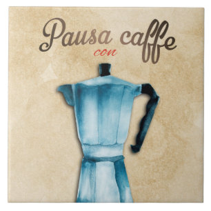 Italiaanse Moka Coffee Pot Waterverf Art Tegeltje
