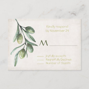 Italiaanse Olijfbijtak Wedding RSVP