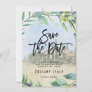Italiaanse olijven Toscane bruiloft met de prentbr Bedankkaart