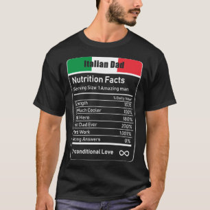 Italiaanse pap Nutrition Facts Vaderdag Gift Dadd T-shirt