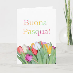 Italiaanse Paspoortkaart - Buona Pasqua tulip bouq Feestdagen Kaart