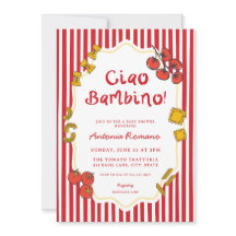 Italiaanse Pasta Ciao Bambino Baby Shower Uitnodig