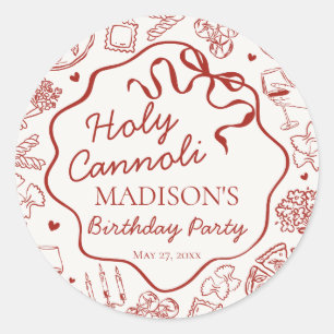 Italiaanse Pasta Heilige Cannoli Verjaardags Envel Ronde Sticker
