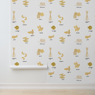 Italiaanse pasta vormen & namen patroon behang