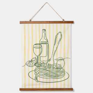 Italiaanse pasta & wijn Keuken Print Hangend Wandkleed