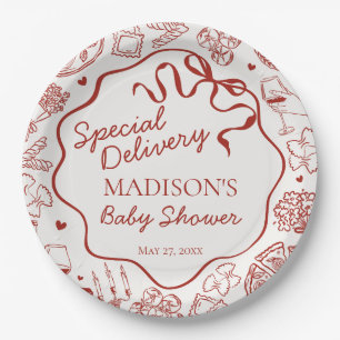 Italiaanse pastaspeciale baby shower met speciale papieren bordje
