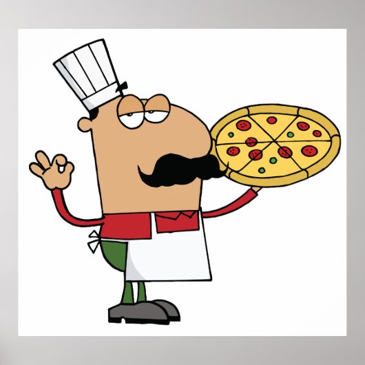 Italiaanse Pizza Chef Poster (Voorkant)