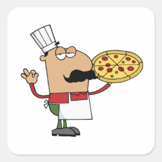 Italiaanse Pizza Chef Vierkante Sticker