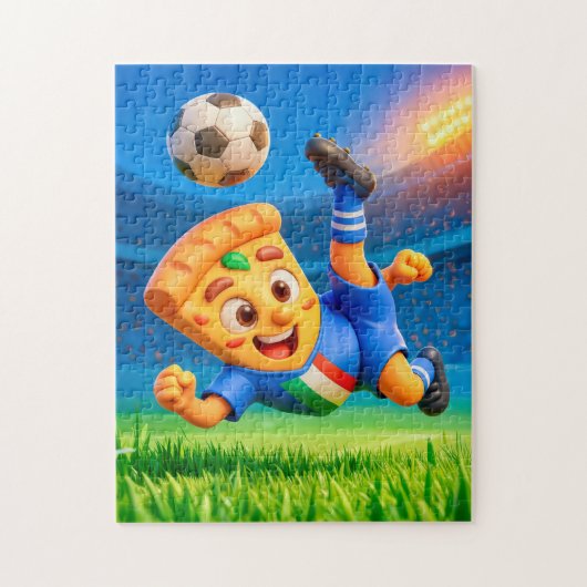 Italiaanse pizza die een dramatische voetbalbicycl legpuzzel (Verticaal)