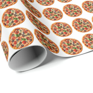 Italiaanse pizza met tomaten, olijven en basilicum cadeaupapier