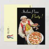 ITALIAANSE PIZZA PARTIJ Black Recipe Briefkaart (Voorkant / Achterkant)