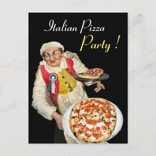 ITALIAANSE PIZZA PARTIJ Black Recipe Briefkaart (Voorkant)