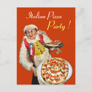 ITALIAANSE PIZZA PARTIJ Geel Oranje Recipe Briefkaart