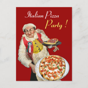 ITALIAANSE PIZZA PARTY Rood Recept Briefkaart